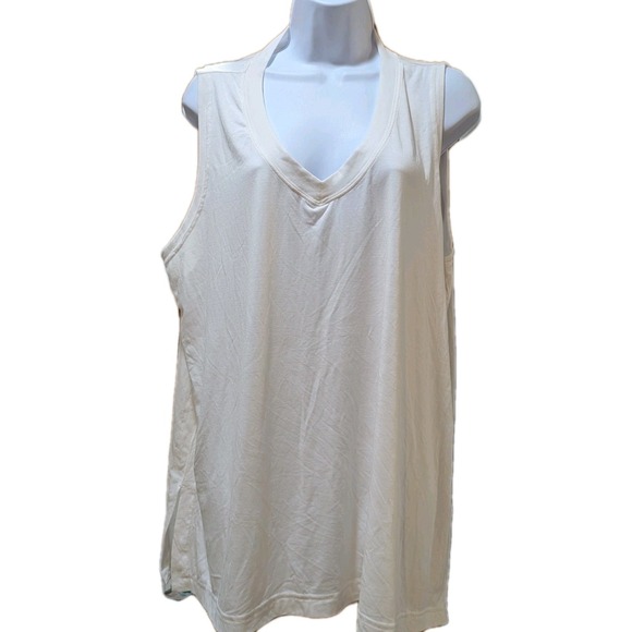 Athleta Tops - Athleta Inspire‎ Tank Top Oversized Relaxed Fit Workout Shirt Ivory Size 1X